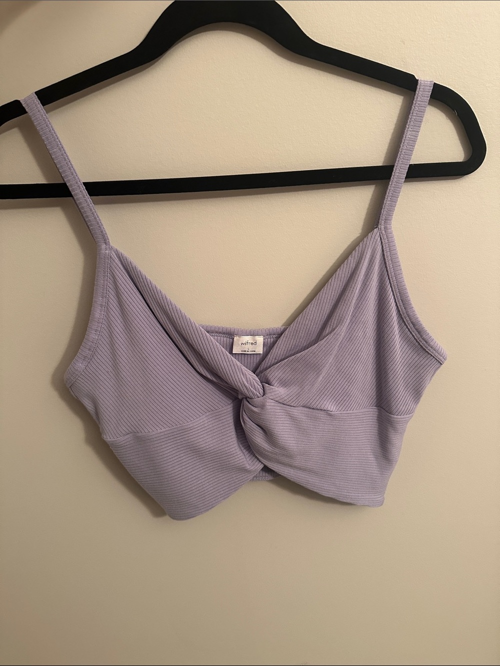Wilfred Lilac Twist-Front Ribbed Crop Top